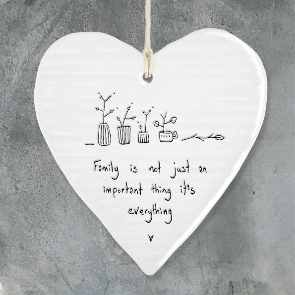 Porcelain wobbly Heart hanger- Family is Everything