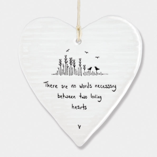 Hanging Porcelain Heart - Two loving Hearts