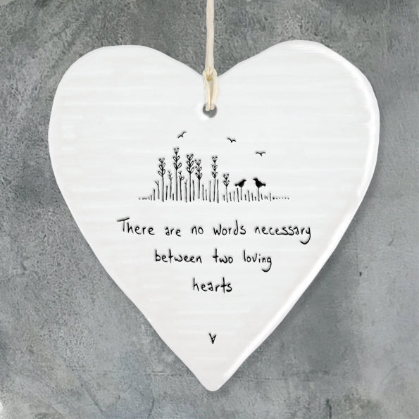 Hanging Porcelain Heart - Two loving Hearts