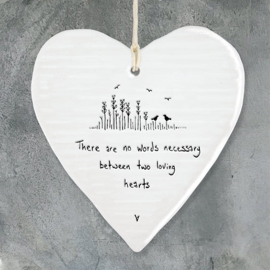 Hanging Porcelain Heart - Two loving Hearts