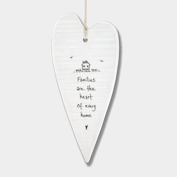Porcelain Hanging Long Heart - Families are the heart of every home