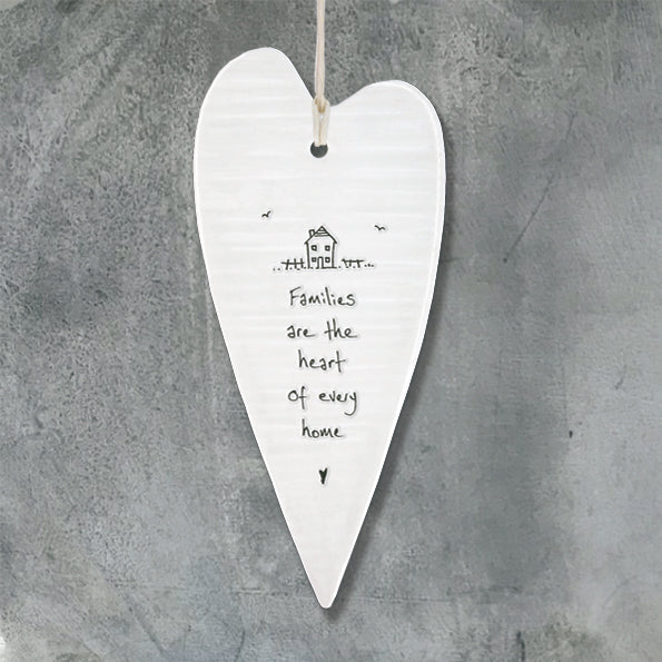 Porcelain Hanging Long Heart - Families are the heart of every home