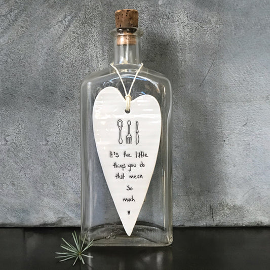 Porcelain Hanging Long Heart- It's the little things you do