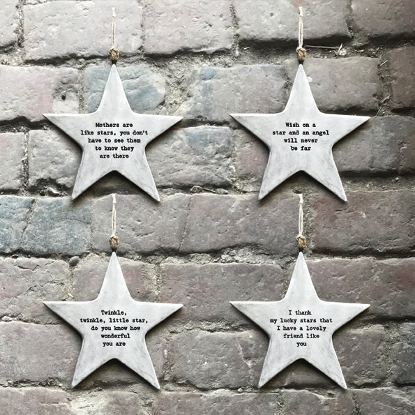 Porcelain Rustic hanging star- Wish on a star