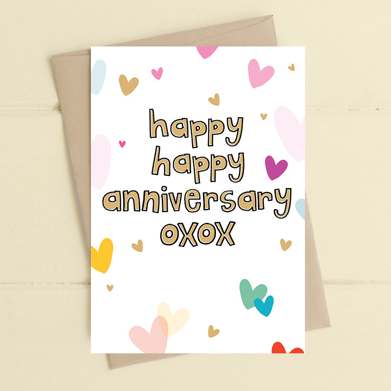 Happy Happy Anniversary oxox - Greetings Card