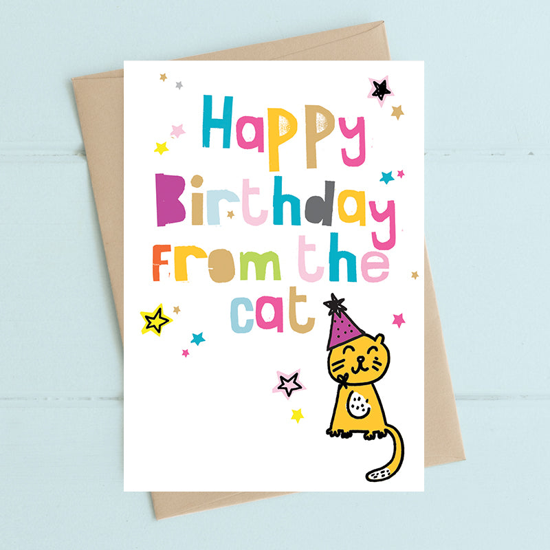 Happy Birthday From The Cat- Greetings Card
