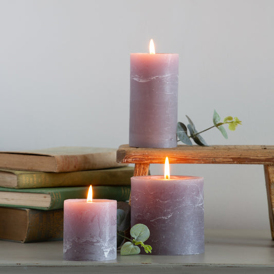 Rustic Pillar Candle - Light Grey