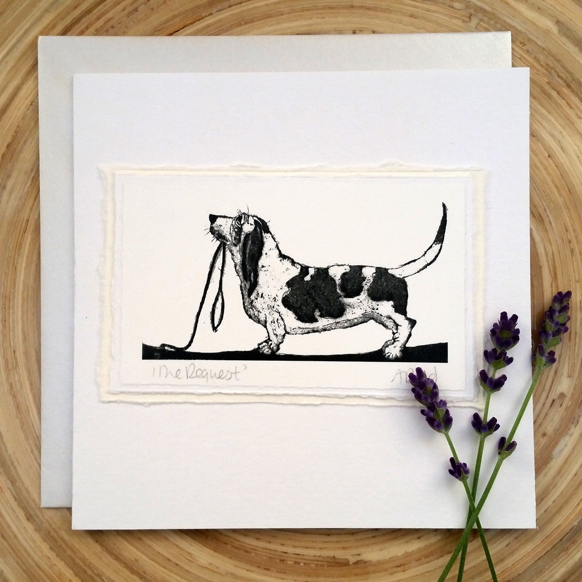 The Request - Bassett Hound Greetings Card