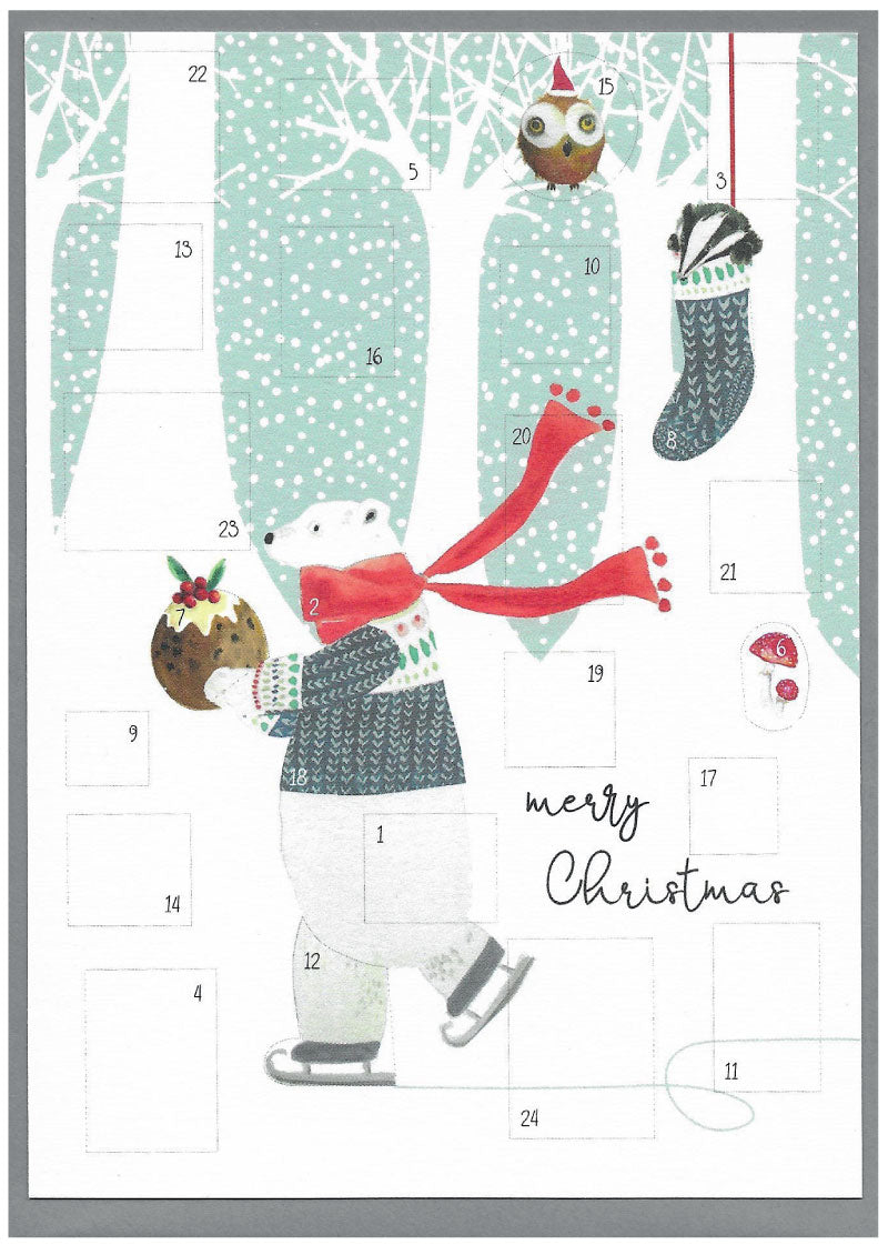Polar Bear with Pudding - Christmas Advent Card