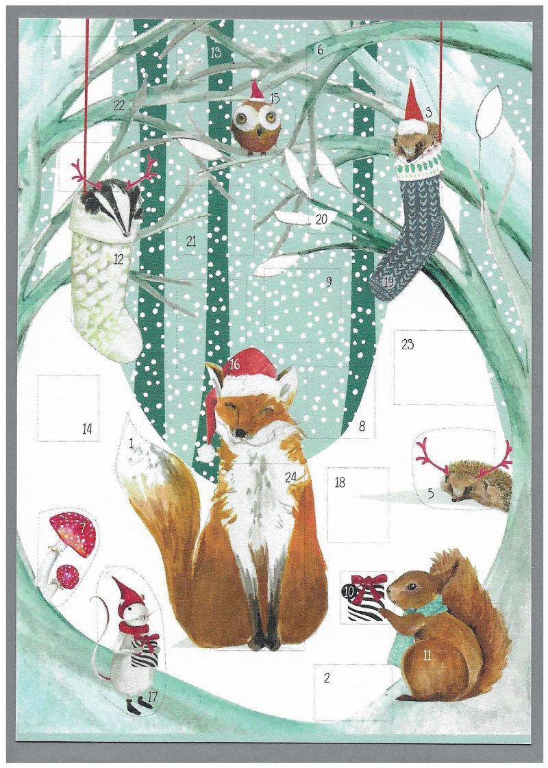 Fox in Woodland Scene - Christmas Advent Card