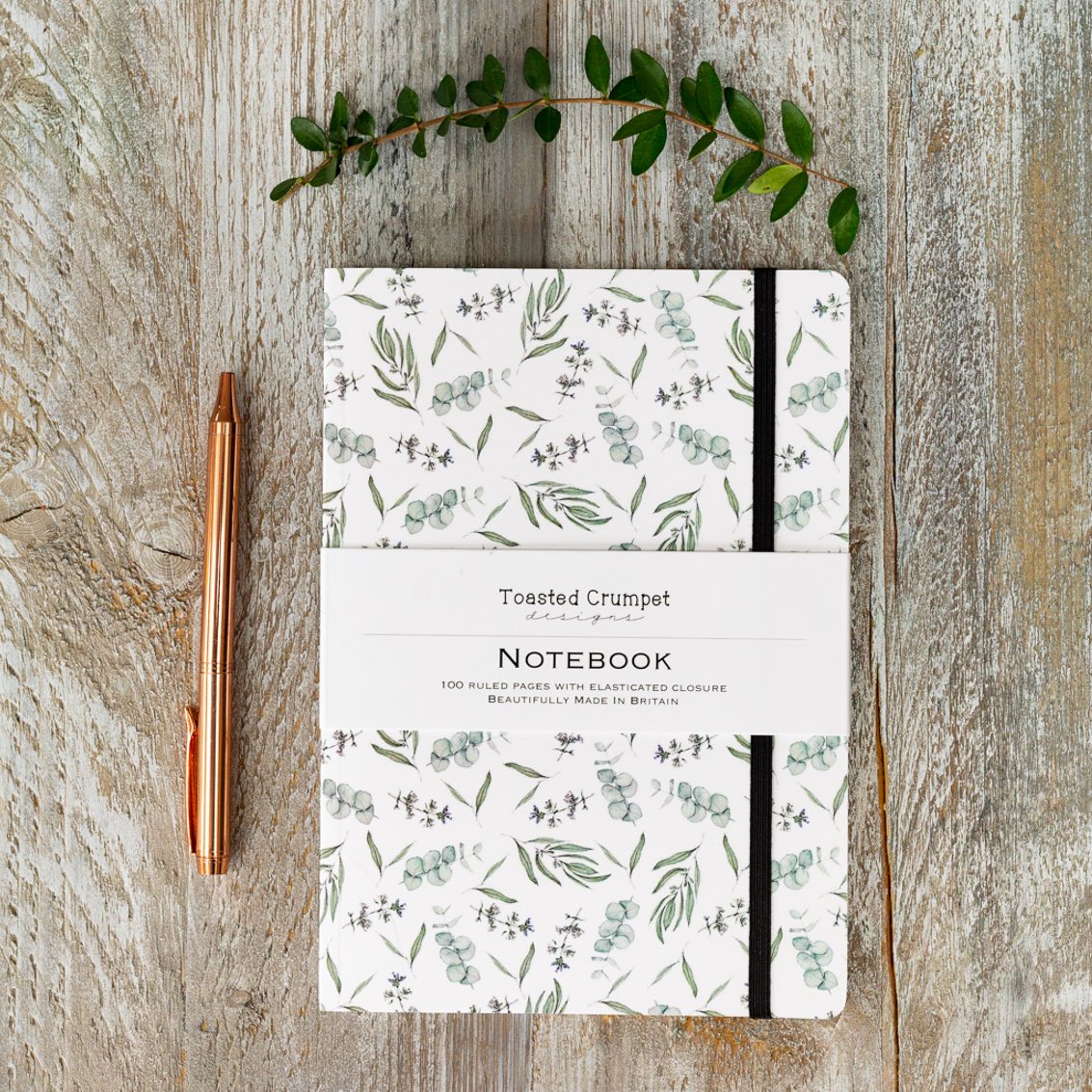 Eucalyptus White A5 Lined Notebook