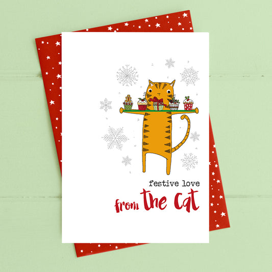 Festive love from the cat - Christmas Card