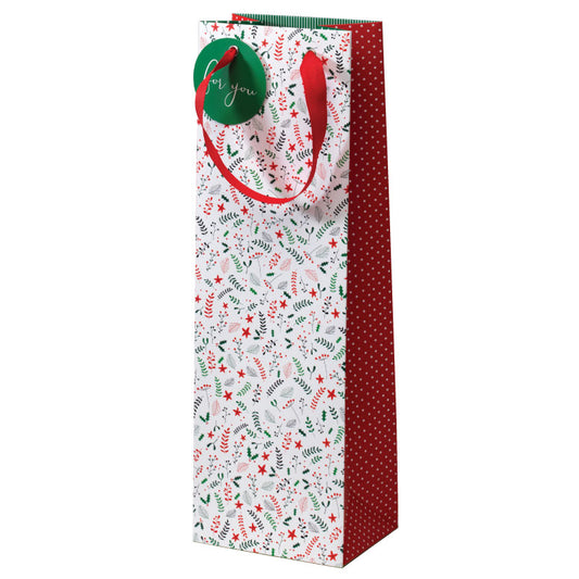 Gift bottle bag - Christmas ditsy design