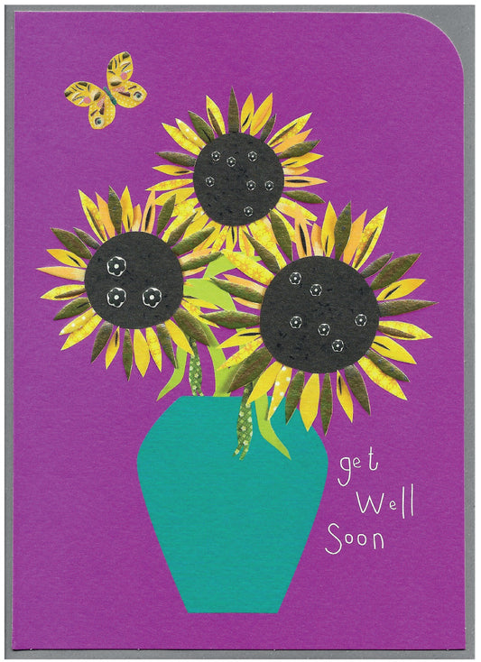 Get well soon - sunflowers - Greetings card