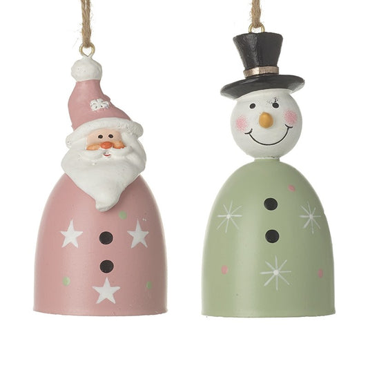 Snowman and Santa Hanging Bell Christmas decoration