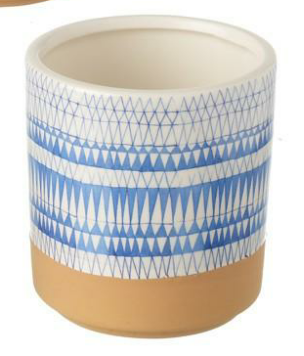 Blue pattern round ceramic pot