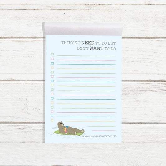Bear - note pad jotter - Things I need to do.....