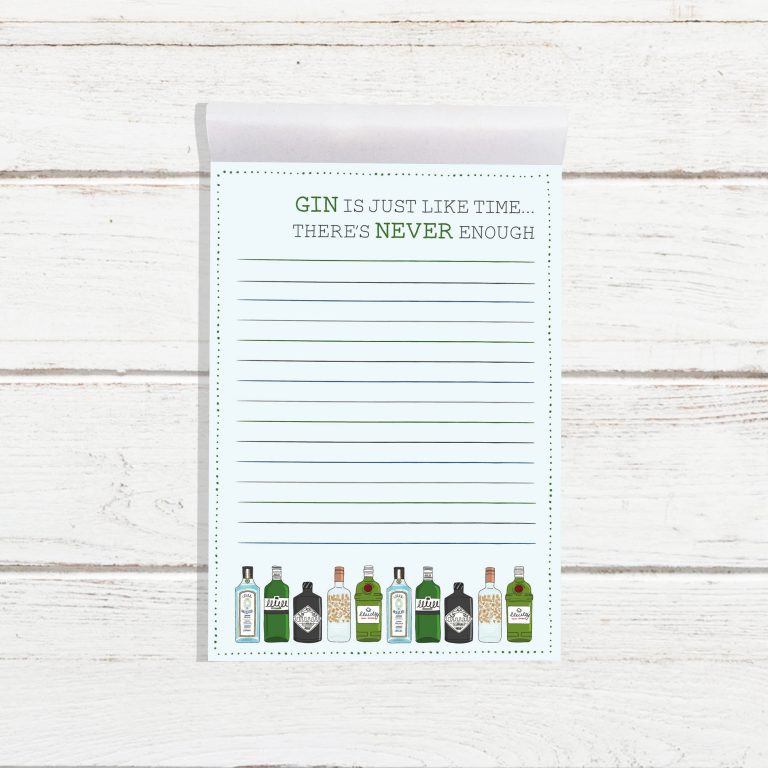 Gin is like time - note pad/jotter
