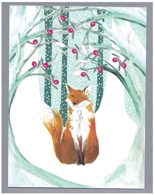 Fox in woodland- 5 pack of Christmas cards