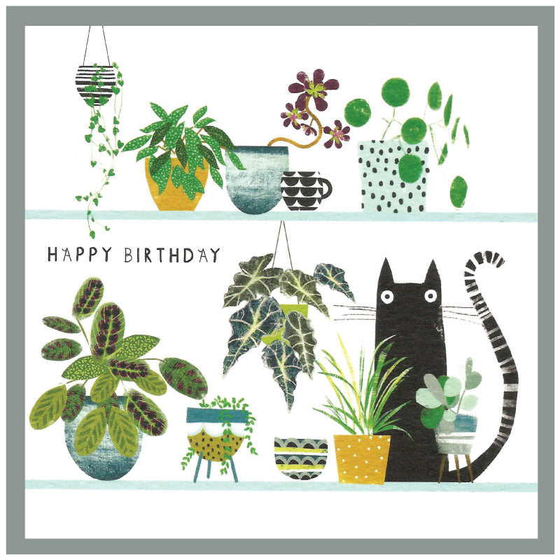 Happy Birthday - cats in plants card