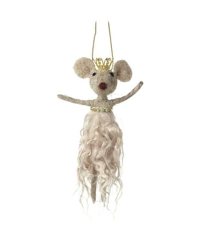 Mouse in wool dress and crown -  decoration