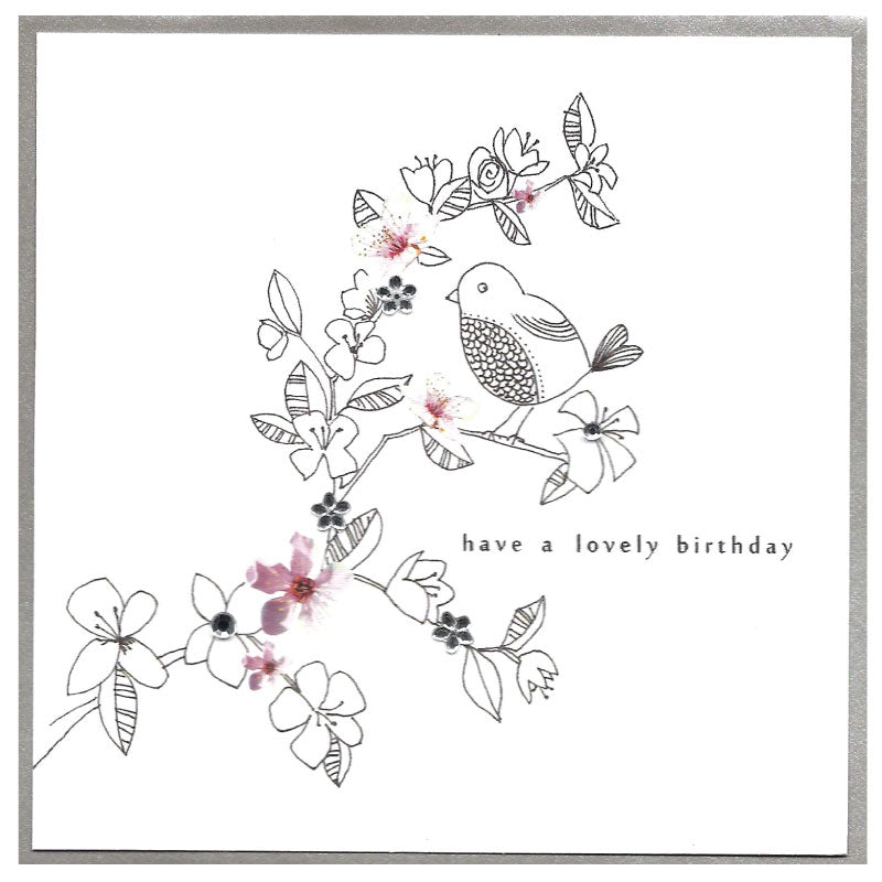 Have a Happy Birthday bird on a branch - Greetings card
