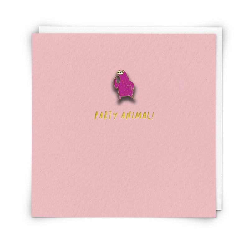 Party Animal! -Sloth  Enamel pin badge card