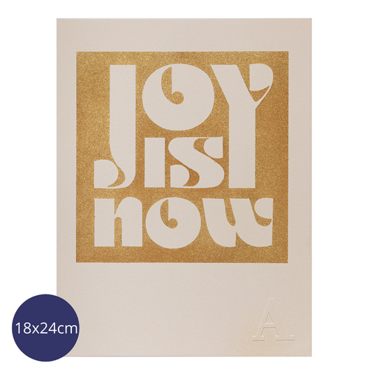 Joy is Now- Handmade Vintage Press Print