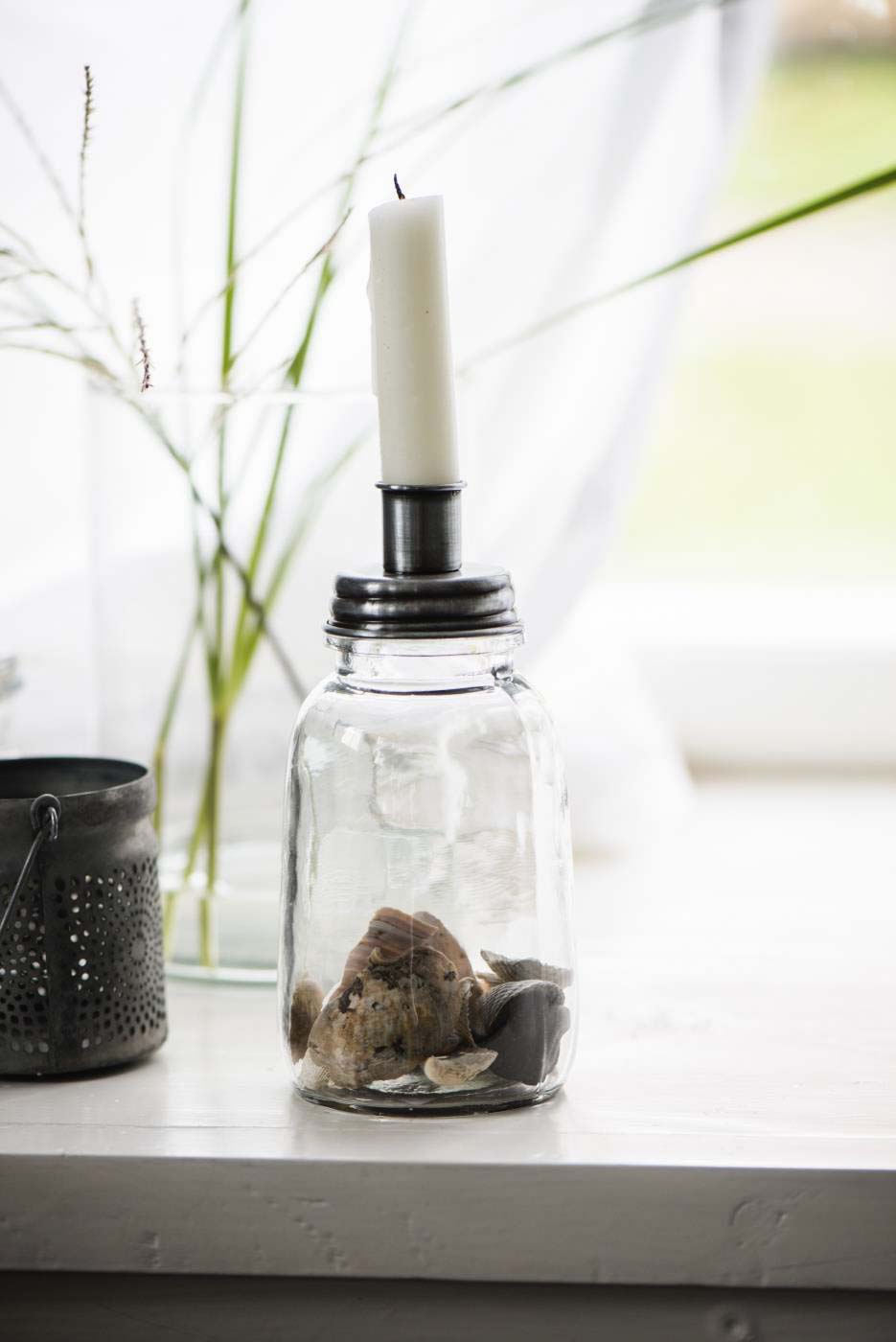 Candle Holder- Glass Jar with Metal Lid