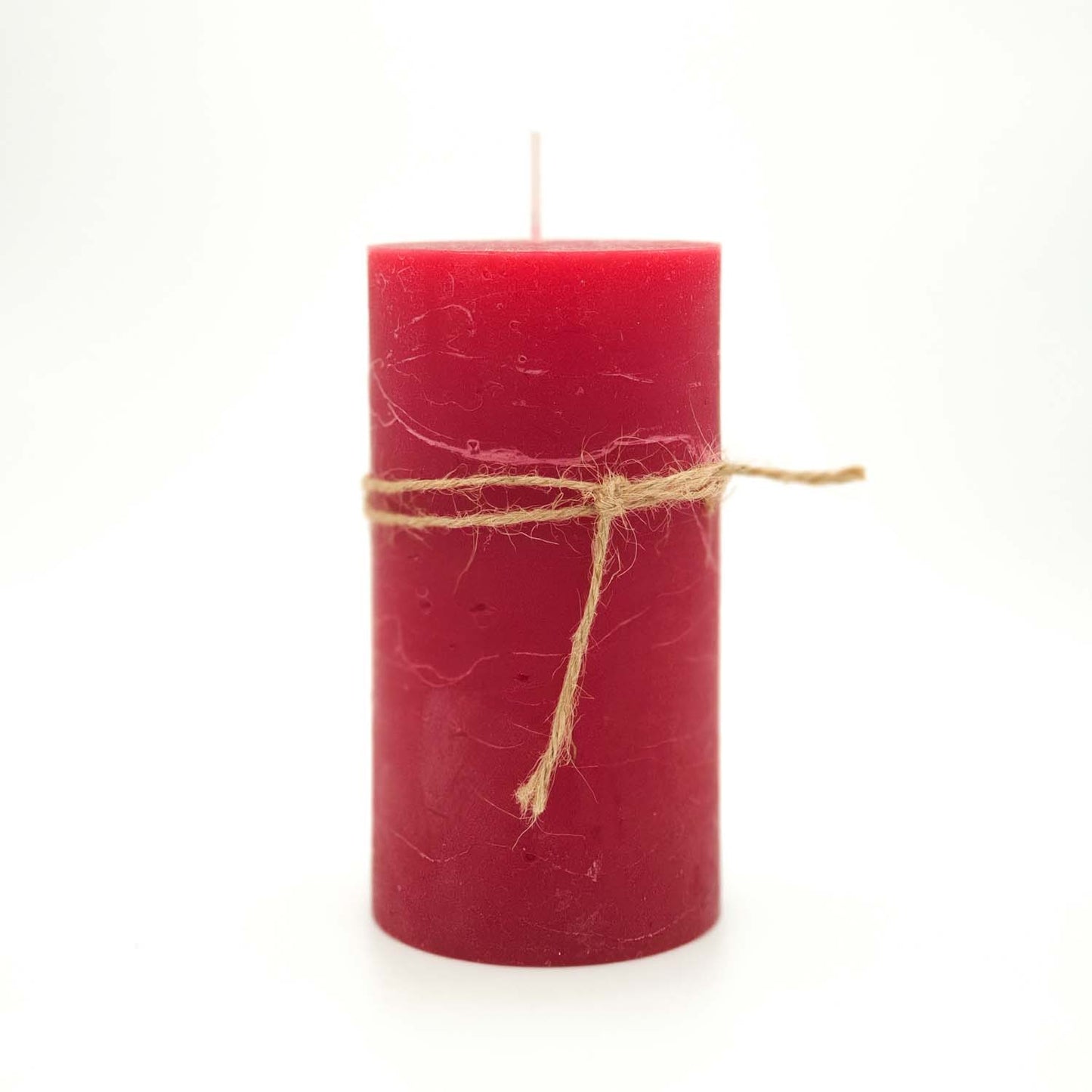 Rustic Pillar Candle - Lipstick Red