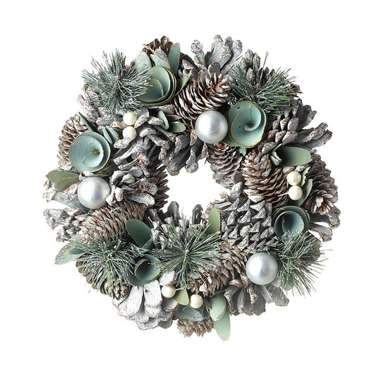 Pale green wreath with silver balls