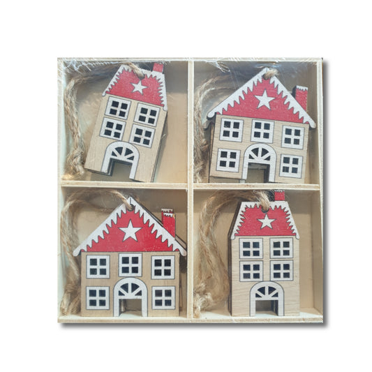 Snow covered houses- Hanging Christmas Decoration