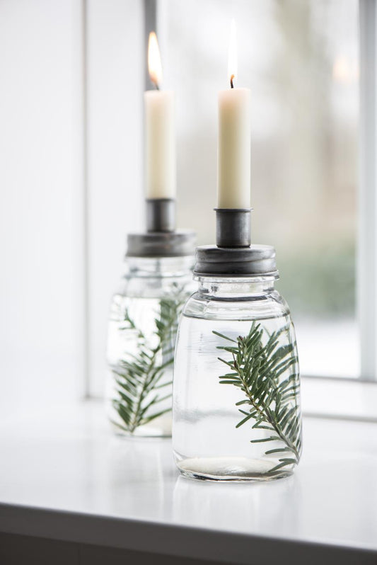 Candle Holder- Glass Jar with Metal Lid