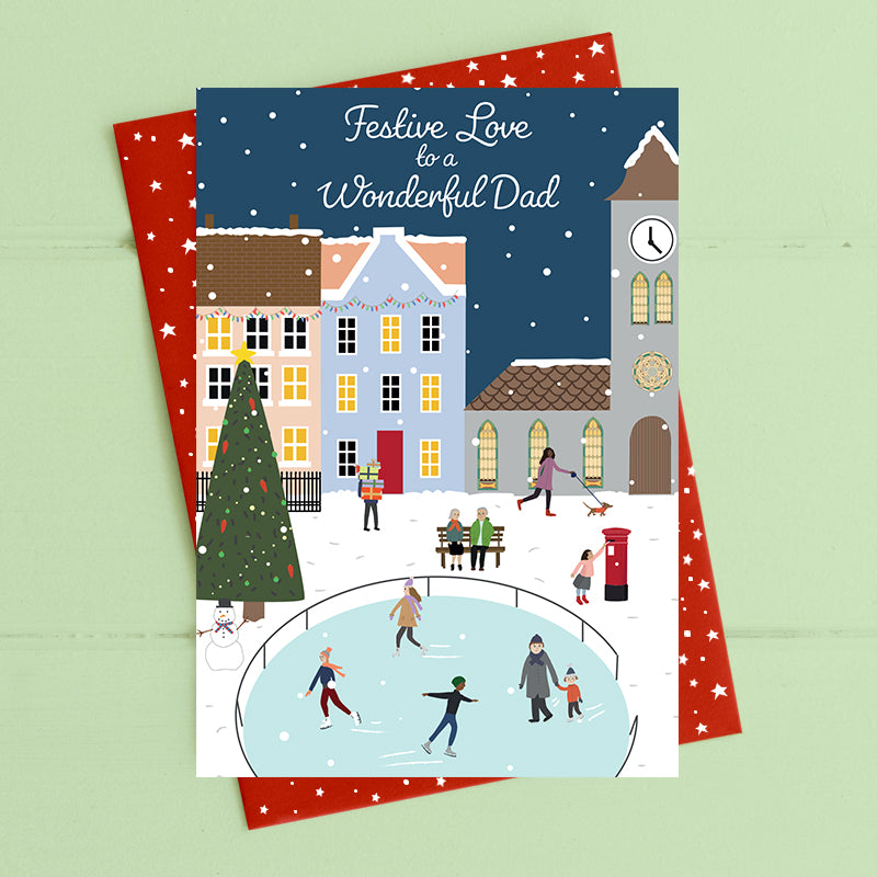 Festive Love to a Wonderful Dad - Christmas card