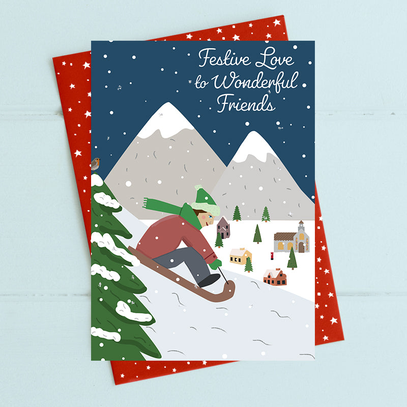 Festive Love to Wonderful Friends - Christmas Card