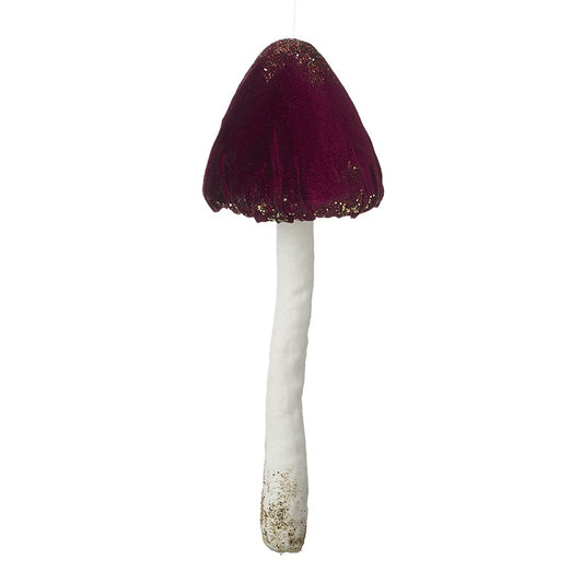 Dark Red Glittery Hanging Velvet Mushroom