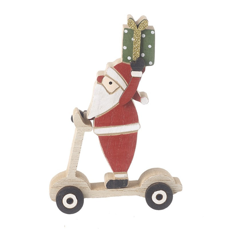 Wooden Santa on Scooter - Christmas Decoration