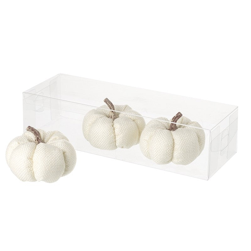 Set of White Linen Pumpkins
