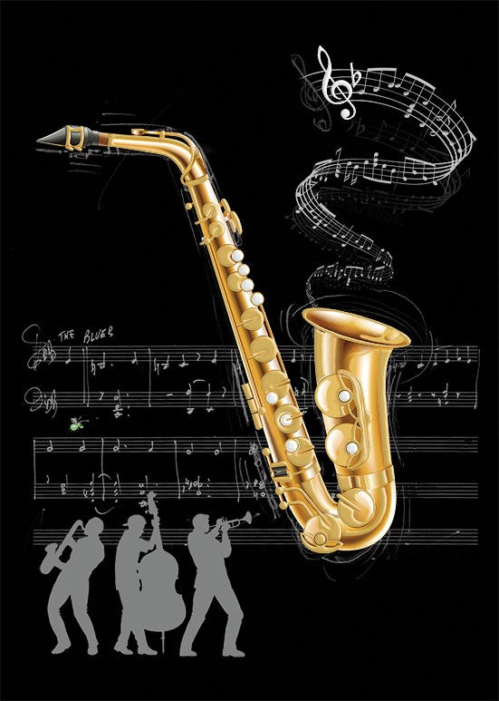 Saxophone - Blank Greetings card