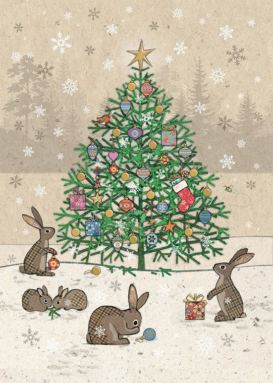 Rabbits under Tree - Christmas Cards Pack