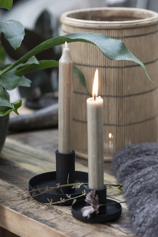 Matt Black Metal Dinner Candle Holder