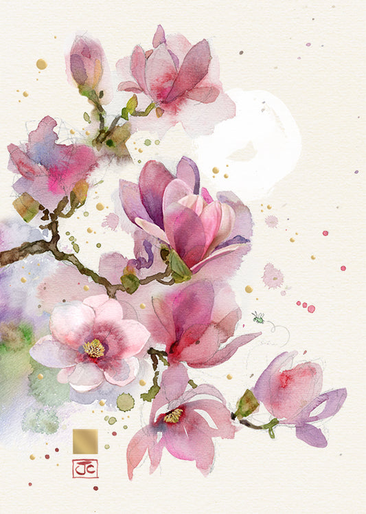 Pink Magnolia- Blank Greetings card