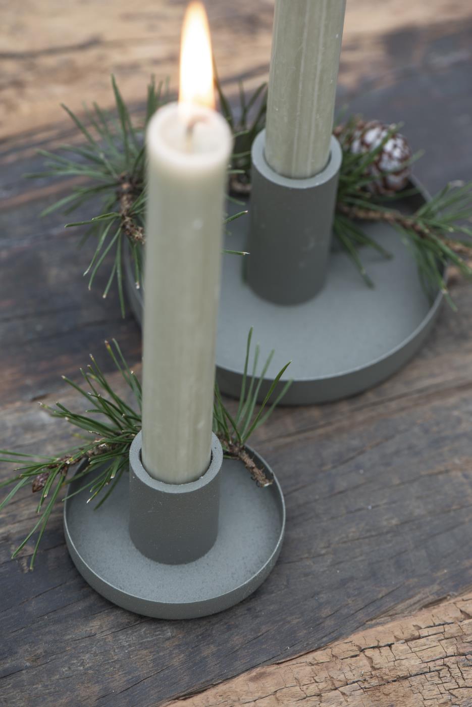 Dusty Green Metal Dinner Candle Holder