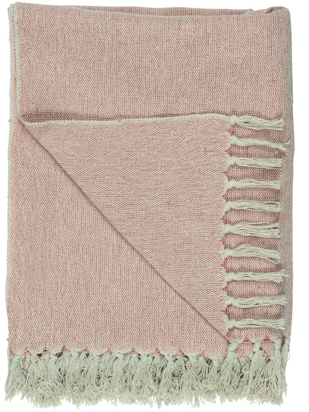 Throw with a cream and faded rose pattern