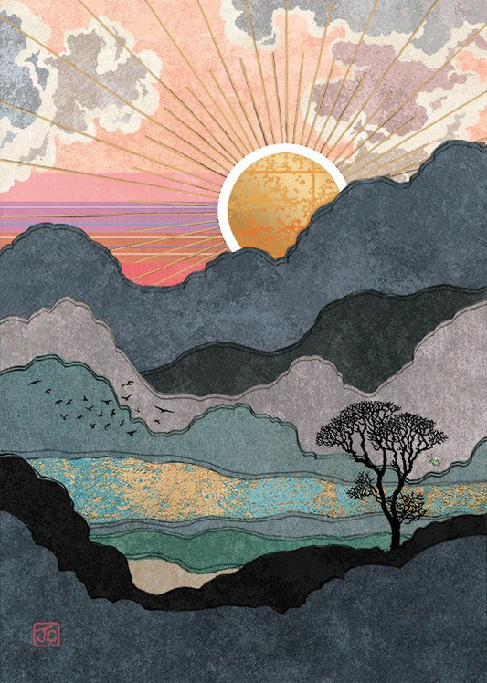Mountain Sunset - Greetings card