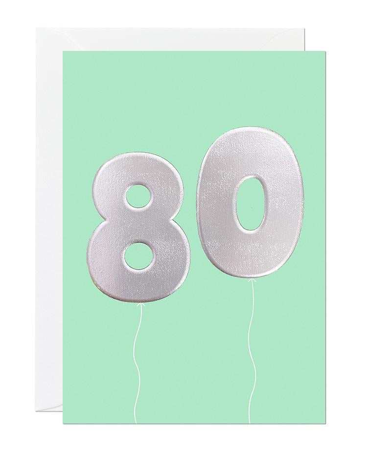 80 balloon - Birthday Card