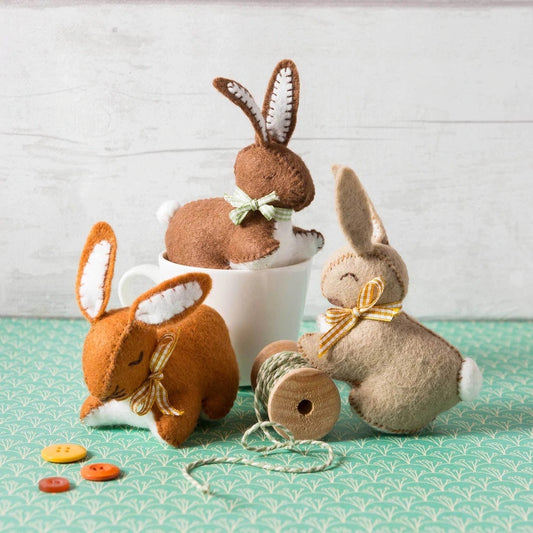 Bunnies wool mix felt craft Kit