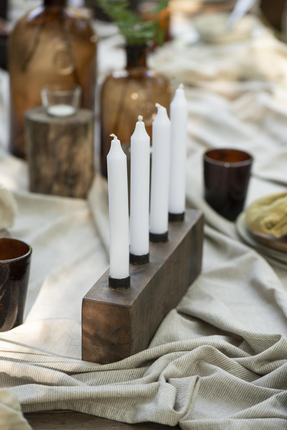 Wood Block Dinner Candle Holder