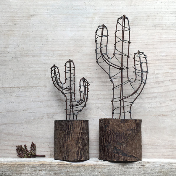 Rusty wire Cactus - large