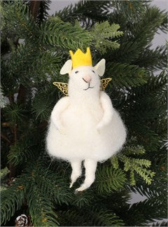 Felt Princess Mouse with crown and wings-  decoration